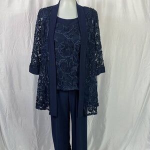R&M Richards 2-piece soutache jacket and pantsuit set.